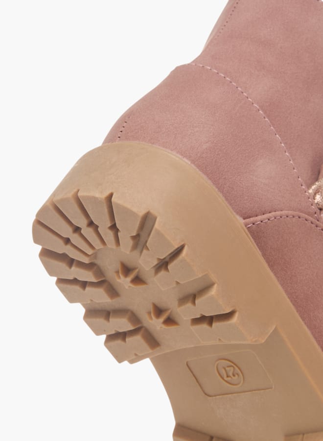 جونيورز بوت بناتي بتفاصيل ضفيرة وإغلاق بسحاب وحلقات سحب - Image 4