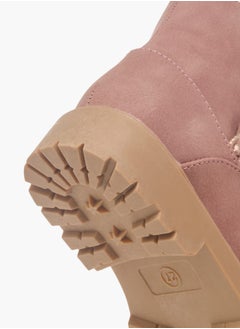 JUNIORS Girls Braid Detail Boots with Zip Closure and Pull Tabs  - Image 4