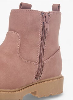 JUNIORS Girls Braid Detail Boots with Zip Closure and Pull Tabs  - Image 5