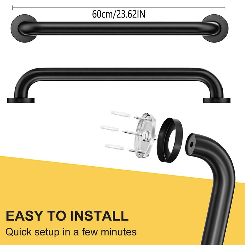 ATDORO 2 Pack Grab Bar, 60cm Stainless Steel Bathroom Grab Bar Heavy Duty Shower Handle Bath Handle,For Bathtubs And Showers, Toilet, Safety Shower Handles For Elderly, Disabled, Injury - Image 2