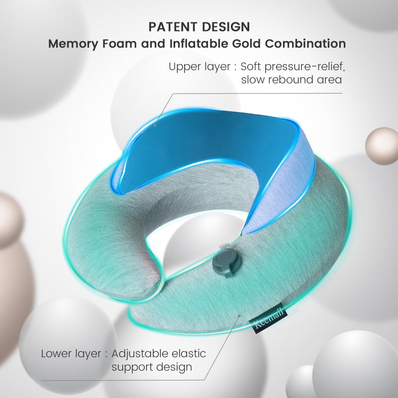 Keemall Inflatable Travel Pillow, Upgraded Travel Neck Pillow for Airplane Neck Support Sleeping - 3rd Generation, Double Comfort Plane Pillow - Portable Travel Essentials - Image 4