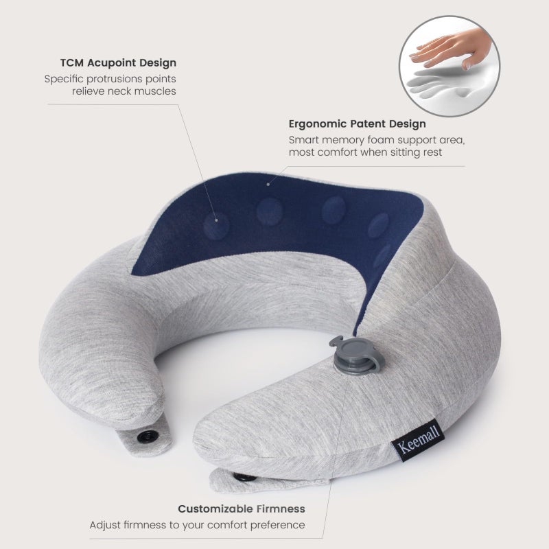Keemall Inflatable Travel Pillow, Upgraded Travel Neck Pillow for Airplane Neck Support Sleeping - 3rd Generation, Double Comfort Plane Pillow - Portable Travel Essentials - Image 2