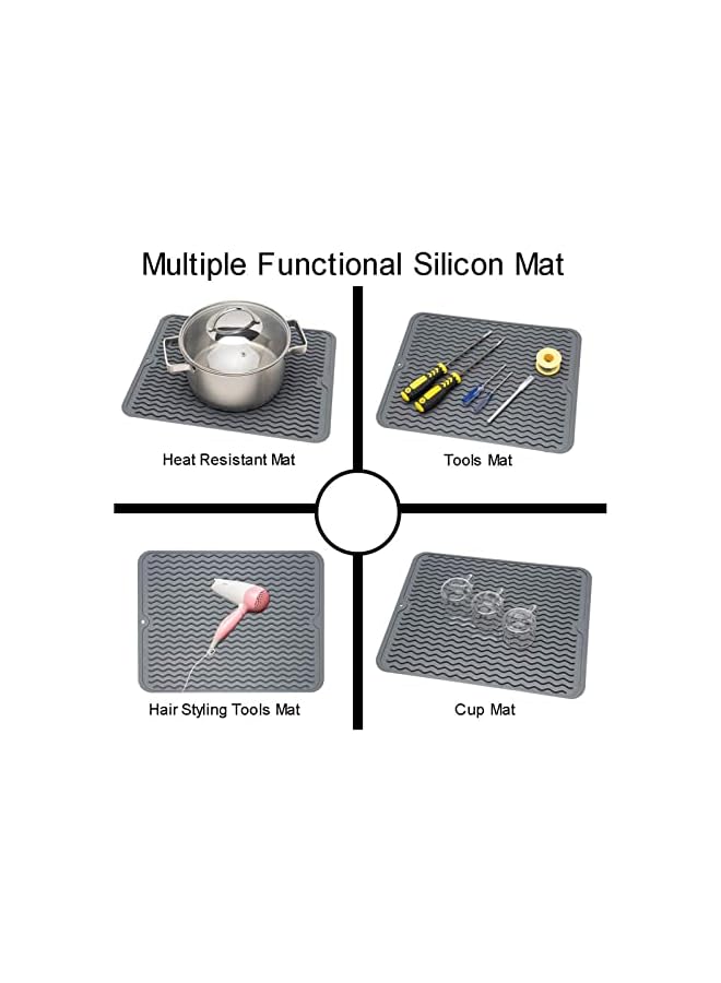 S-TOP Silicone Dish Drying Mat for Kitchen Counter- Eco Friendly Food Grade Silicone Drying Mat,Easy to Clean Heat Resistant Dish Mat Gray - Image 5