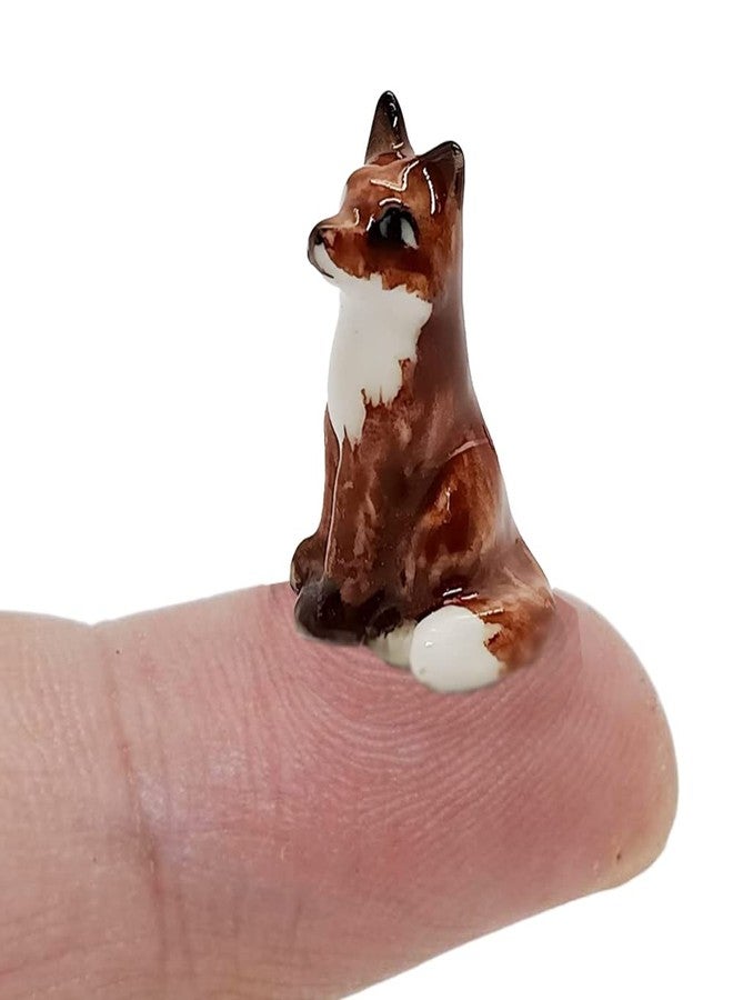 WitnyStore ¾ Inch Brown Sitting Fox Ceramic Figurine for Terrarium Decoration Collectible Statue for Adult Collectors Handcrafted Porcelain Ornament Sculpture Home Room Tabletop Decor - Image 3