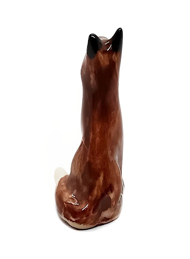WitnyStore ¾ Inch Brown Sitting Fox Ceramic Figurine for Terrarium Decoration Collectible Statue for Adult Collectors Handcrafted Porcelain Ornament Sculpture Home Room Tabletop Decor - Image 5