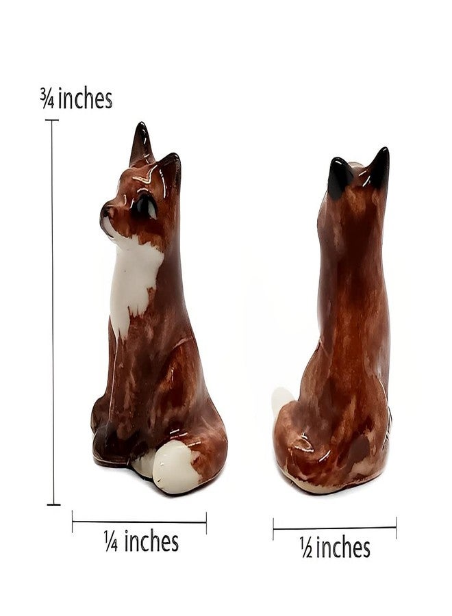 WitnyStore ¾ Inch Brown Sitting Fox Ceramic Figurine for Terrarium Decoration Collectible Statue for Adult Collectors Handcrafted Porcelain Ornament Sculpture Home Room Tabletop Decor - Image 2