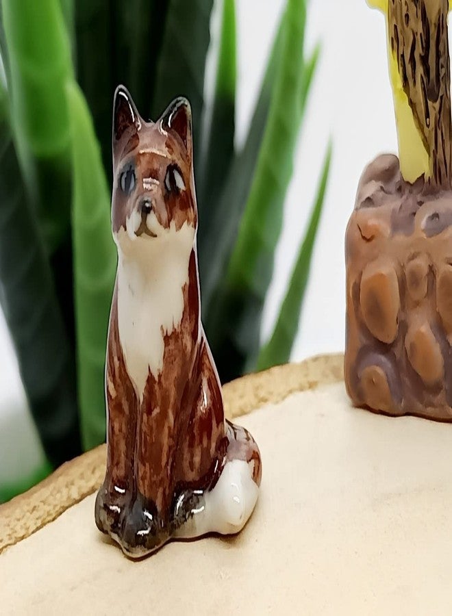 WitnyStore ¾ Inch Brown Sitting Fox Ceramic Figurine for Terrarium Decoration Collectible Statue for Adult Collectors Handcrafted Porcelain Ornament Sculpture Home Room Tabletop Decor - Image 4