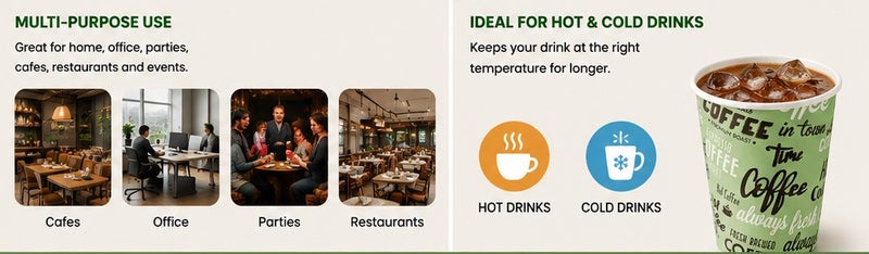 7oz Disposable Paper Coffee Cups, Hot & Cold Drink Cups, 100 Pack - Image 4