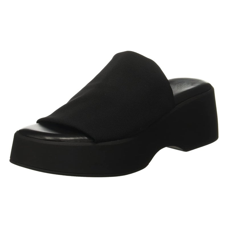 Minshluu Womens Wedge SIides Sandals Platform Open Toe Slip On Elastic Band Wedges Shoes (Black, 9, numeric_9) - Image 1