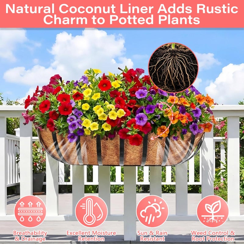 Legigo 2 Pack Trough Coco Liner for Planters- 24 Inch Window Box Liners Coconut Coir Basket Liners, Planter Box Coconut Liner for Window Flower Box Pots, Fence Trough Planter, Wall Planter Basket - Image 3