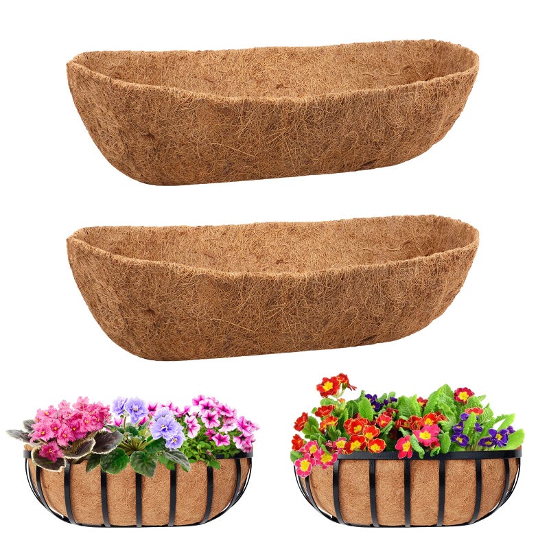 Legigo 2 Pack Trough Coco Liner for Planters- 24 Inch Window Box Liners Coconut Coir Basket Liners, Planter Box Coconut Liner for Window Flower Box Pots, Fence Trough Planter, Wall Planter Basket - Image 1