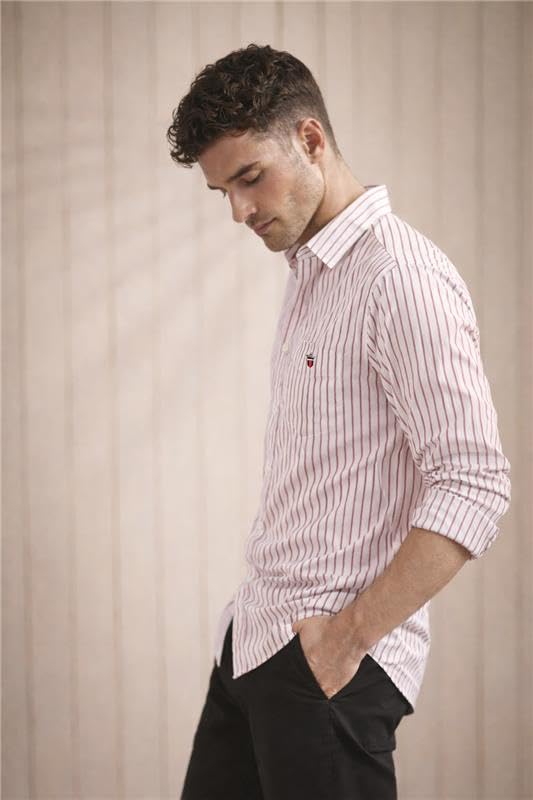 LOUIS PHILIPPE قميص قطن ضيق للرجال من لويس فيليب (LYSFCSLBV77793_أحمر، 40) - Image 4