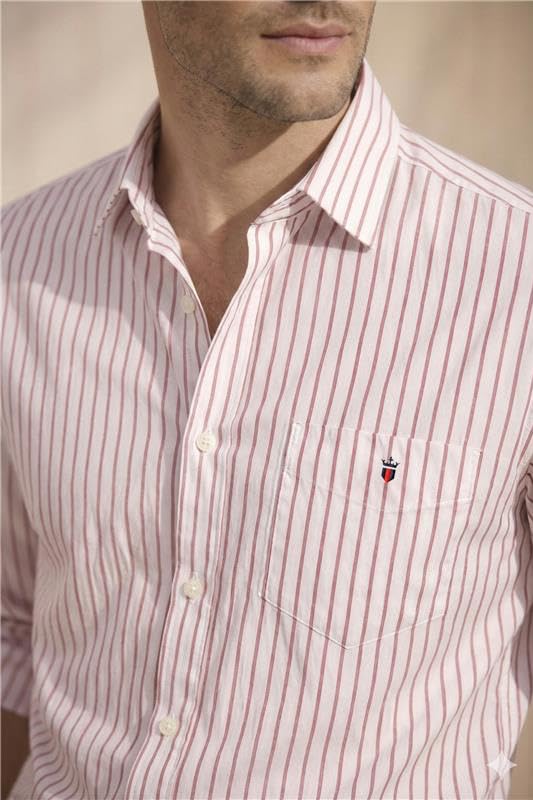 LOUIS PHILIPPE قميص قطن ضيق للرجال من لويس فيليب (LYSFCSLBV77793_أحمر، 40) - Image 5