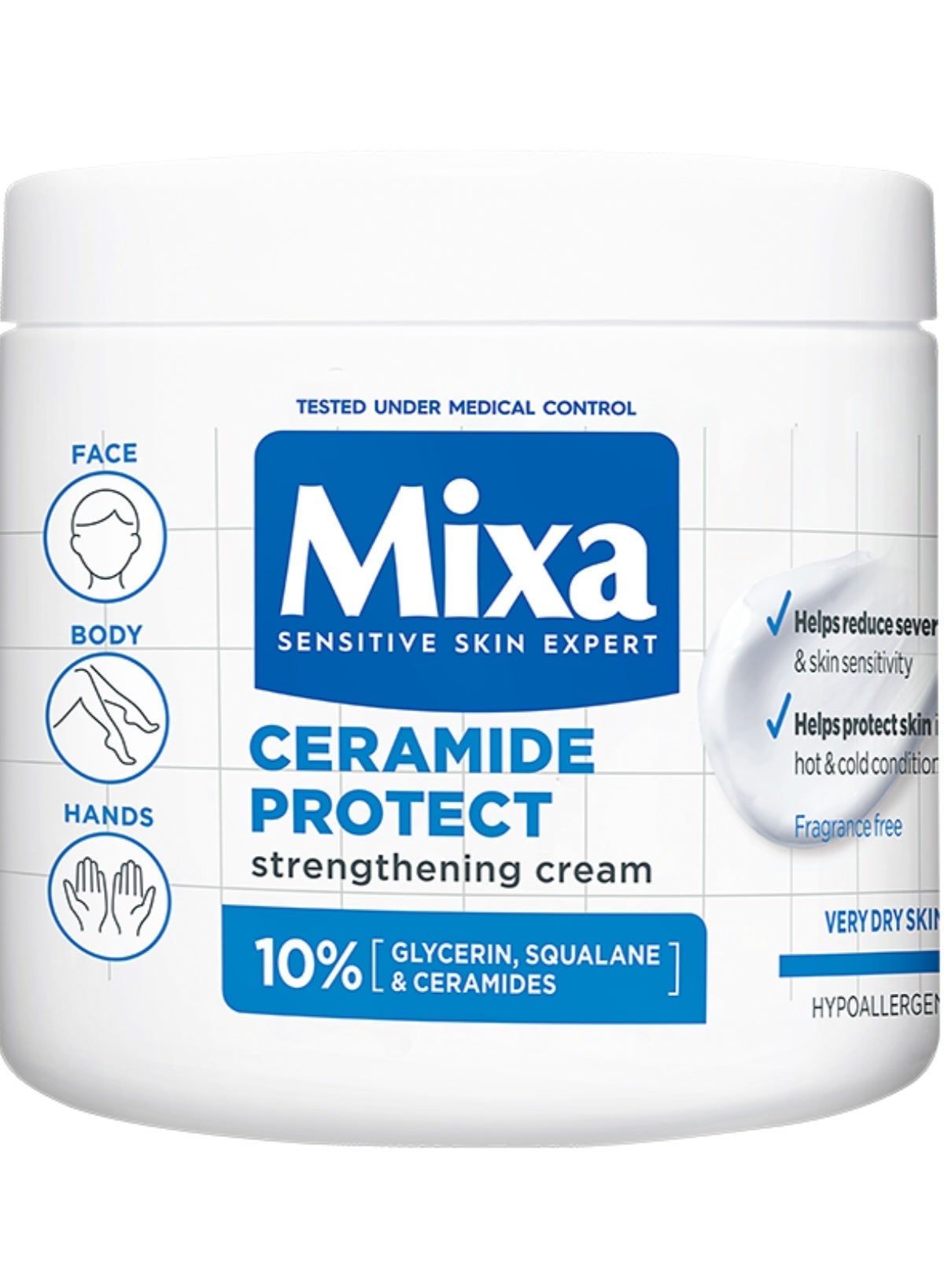 MIXA Intensive Moisturizing Body Cream For Very Dry Skin With 10 Glycerin Squalane And Ceramides For Deep Hydration And Skin Barrier Support 400 ml