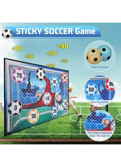 HaHaHai Toy Soccer Ball Game Set,Outdoor Soccer Ball Game for Kids and Adults, Soccer Ball Set with 1 Flannel Soccer Goal, 2 Footballs, 4 Sticky Hooks, 4 Black Ribbons and 2 Ground Stakes  - Image 2