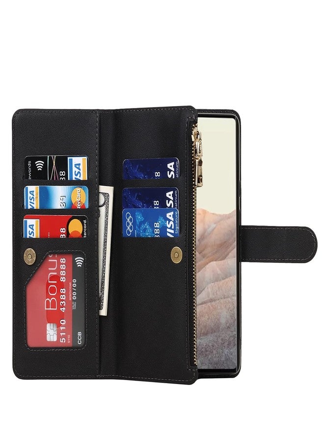 Jaorty for Google Pixel 6 Phone Case Wallet for Women Men with Crossbody Strap Lanyard,Pixel 6 Wallet Case with Card Holer,Zipper Pocket PU Leather Phone Case for Pixel 6, 6.4 Inch, Black - Image 5