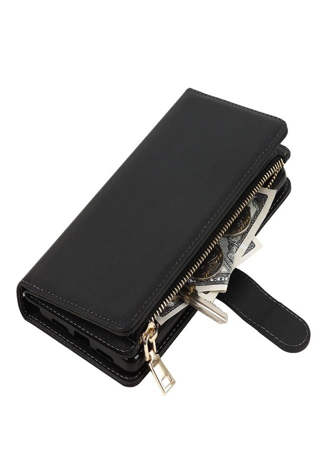 Jaorty for Google Pixel 6 Phone Case Wallet for Women Men with Crossbody Strap Lanyard,Pixel 6 Wallet Case with Card Holer,Zipper Pocket PU Leather Phone Case for Pixel 6, 6.4 Inch, Black - Image 4
