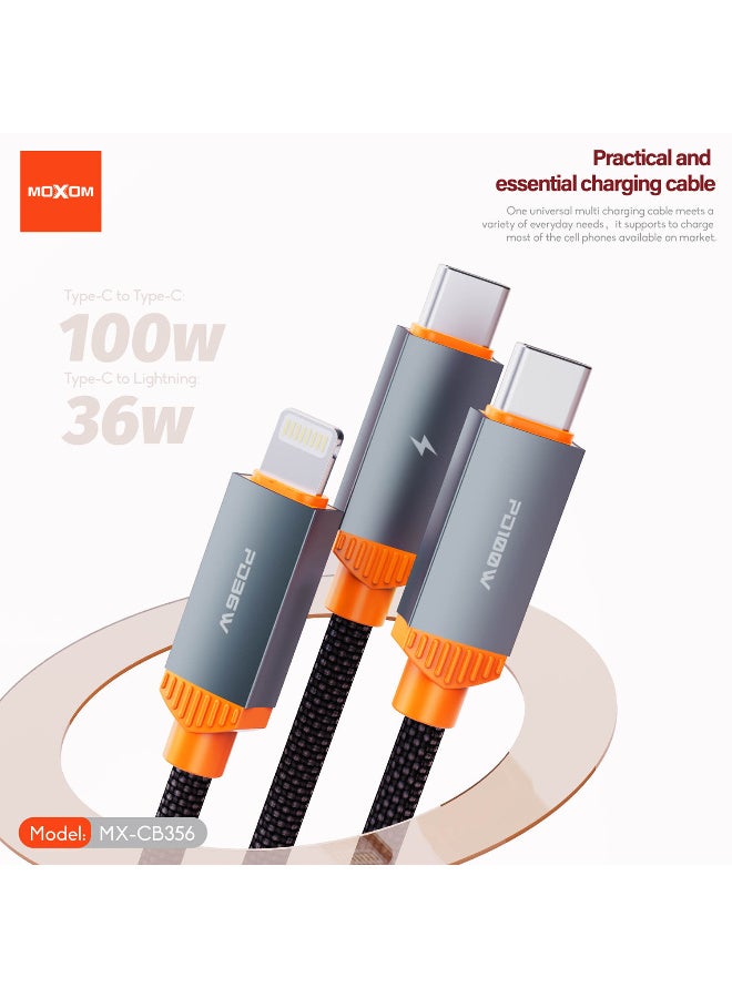 MOXOM MX-CB356 Type C To Lightning Cable 36W Fast Charging Data Sync Cable 1.2M Compatible With iPhone iPad AirPods - Image 2