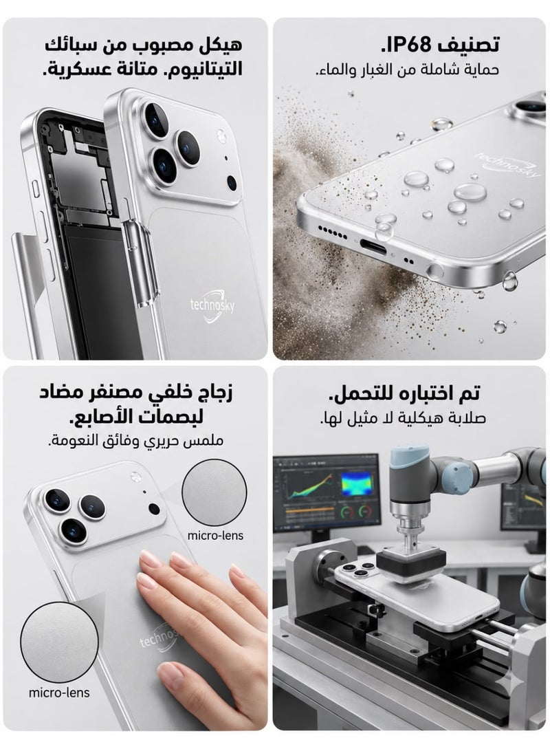  تكنو سكاي هاتف ذكي تكنو سكاي 5G  17 pro max  شاشة LCD فائقة الوضوح كاميرا ثلاثية ابيض 1 تيرابايت تخزين دفع الكتروني (NFC) - Image 4
