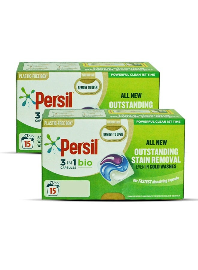 Persil Bio Laundry Detergent Liquid Capsule Stain Remover 15 Capsule 2x316g - Image 1