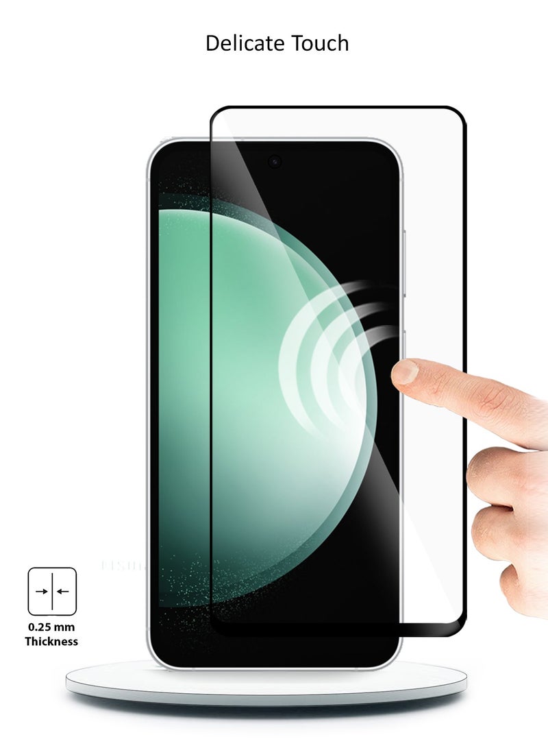 دبليو تيك سامسونج جالاكسي S23 FE 5G 2023 Premium E2E كامل الغراء غطاء كامل واقي الشاشة من الزجاج المقسى (MSGECN) - شفاف / أسود - Image 5