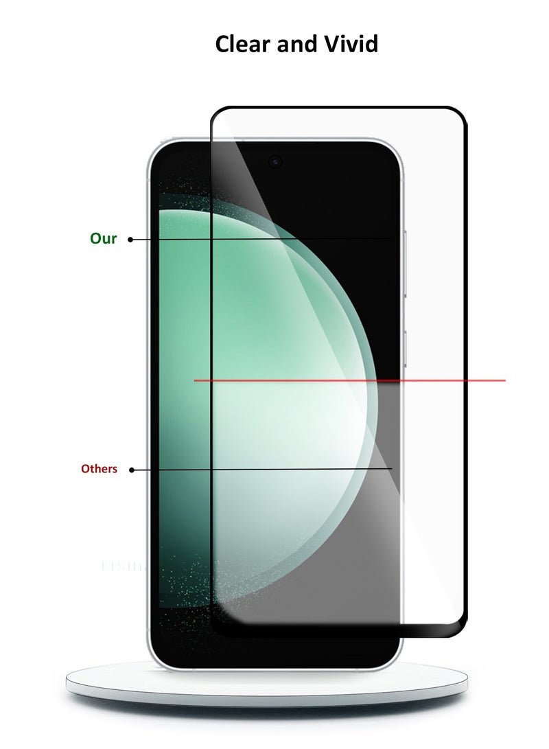 دبليو تيك سامسونج جالاكسي S23 FE 5G 2023 Premium E2E كامل الغراء غطاء كامل واقي الشاشة من الزجاج المقسى (MSGECN) - شفاف / أسود - Image 4