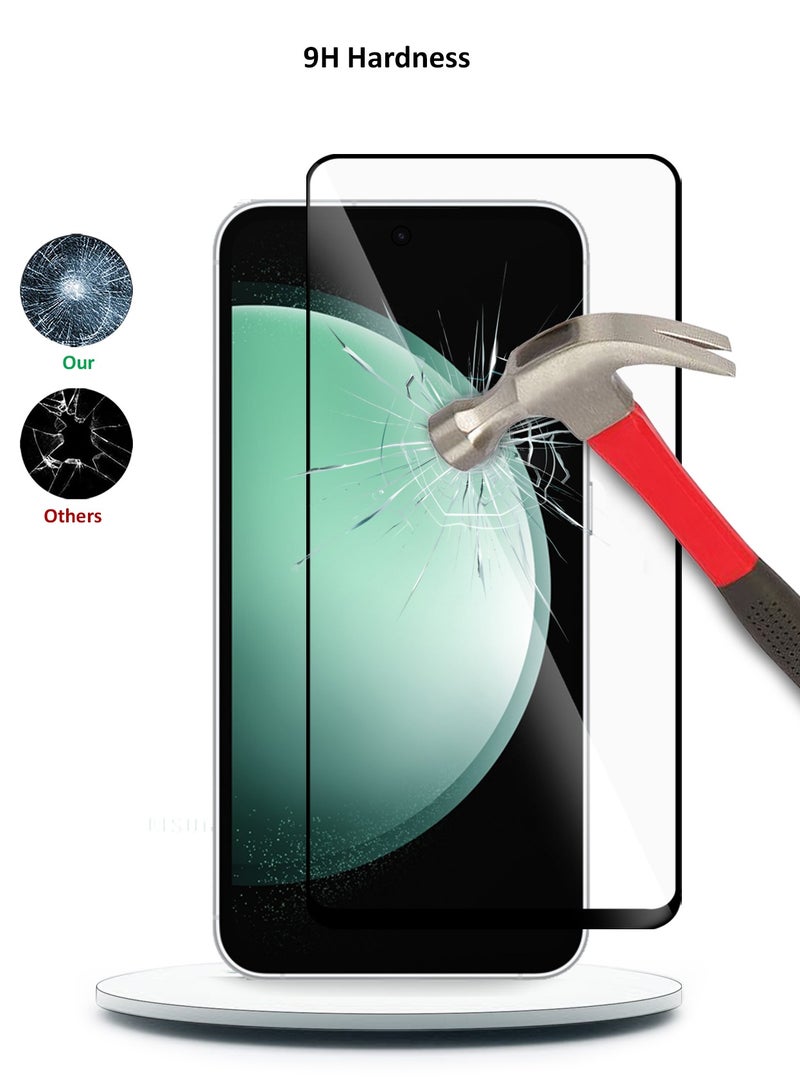 دبليو تيك سامسونج جالاكسي S23 FE 5G 2023 Premium E2E كامل الغراء غطاء كامل واقي الشاشة من الزجاج المقسى (MSGECN) - شفاف / أسود - Image 3