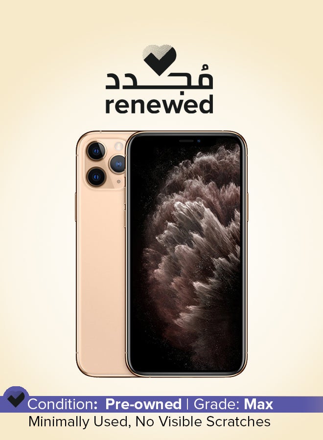 ابل  مُجدد - آيفون 11 برو ماكس مع تطبيق فيس تايم بلون ذهبي وذاكرة بسعة 256 جيجابايت ويدعم تقنية 4G LTE - Image 1