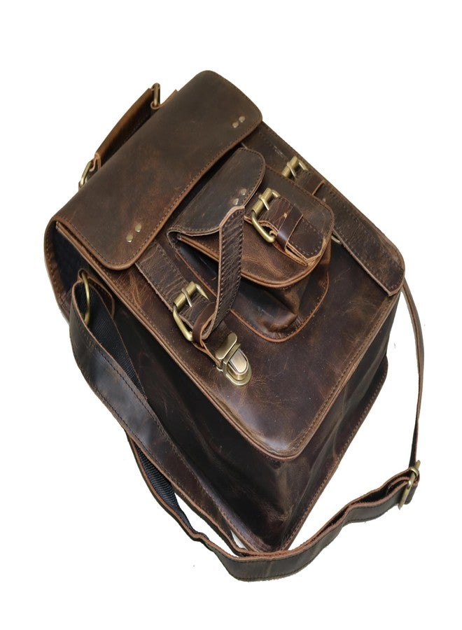jaald Genuine Leather Messenger Bag Vintage Laptop Crossbody Bag Satchel Man Purse Shoulder Bag for man woman office bag, Dark Brown, 11 Inches, 11 Inches Dark Brown - Image 4
