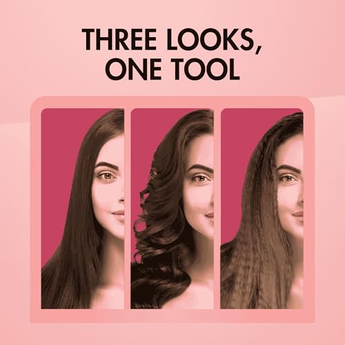 Concepta 3 in 1 Hair Straightener, Curler and Crimping – Ceramic 3 in 1 Hair Styler Tool for Smooth, Curled & Textured Hair (White & Pink) - Image 5