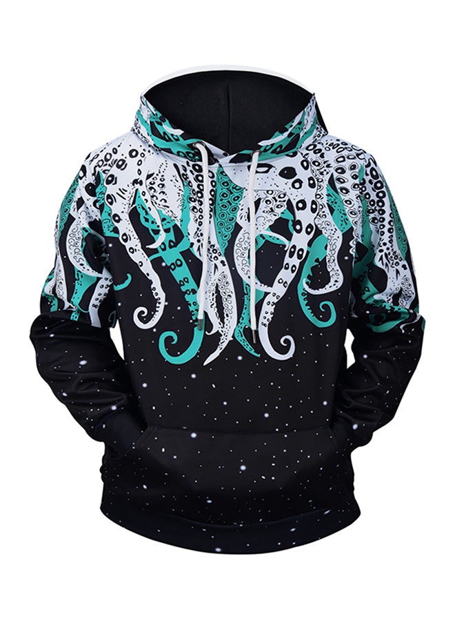 3D Printed Design Hooded Neck Long Sleeves Hoodie Multicolour - Image 1