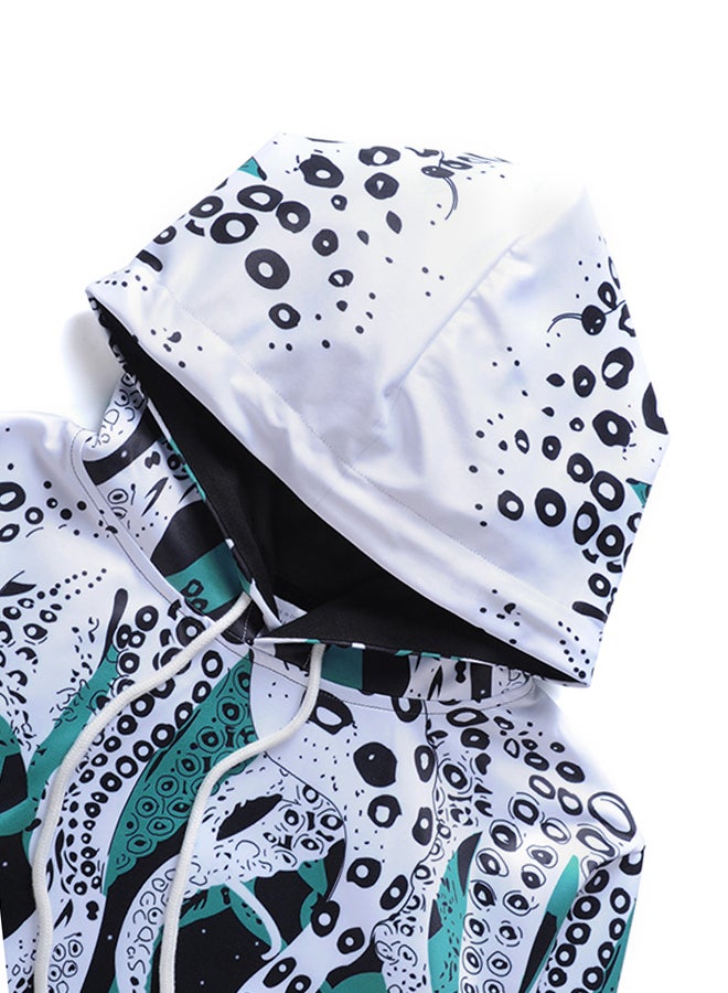 3D Printed Design Hooded Neck Long Sleeves Hoodie Multicolour - Image 3