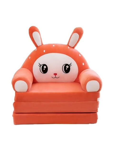 Foldable Kids Sofa, Kids Couch, Plush Children Couch with Backrest Handrail Armchair Bed, Upholstered Flip Open Couch Seat for Toddler Single Folding Chair Lounger Sofa for Bedroom Playroom