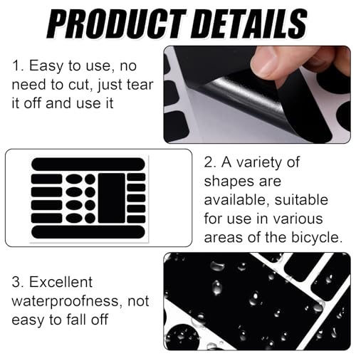 PEUTIER 3 Sheets Bike Frame Protection Tape Sticker, Bicycle Chainstay Protector Adhesive Bicycle Chain Guard Protector Film Cover for Mountain Bike Chain Road Bike Folding Frame Front Fork (Black) - Image 3