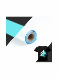 SYOSI Heat Transfer HTV Vinyl Roll Glow in The Dark White to Blue Iron on DIY for T Shirt Decoration Craft Material Garment Film Iron On PU Stretch Vinyl for Silhouette Easy to Cut Elastic Vinyl  - Image 1