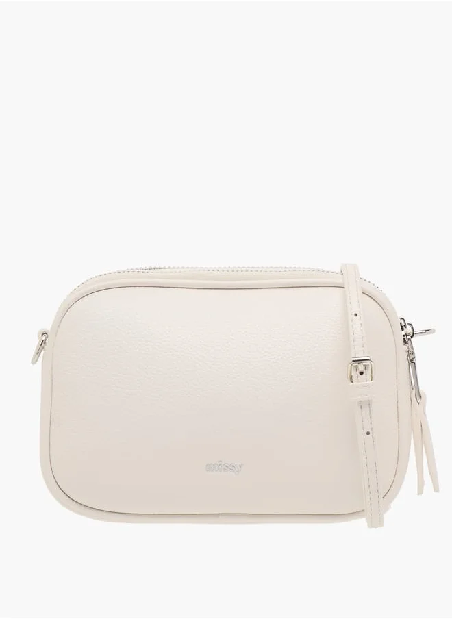MISSY Women Textured Crossbody Bag with Zip Closure and Adjustable Strap