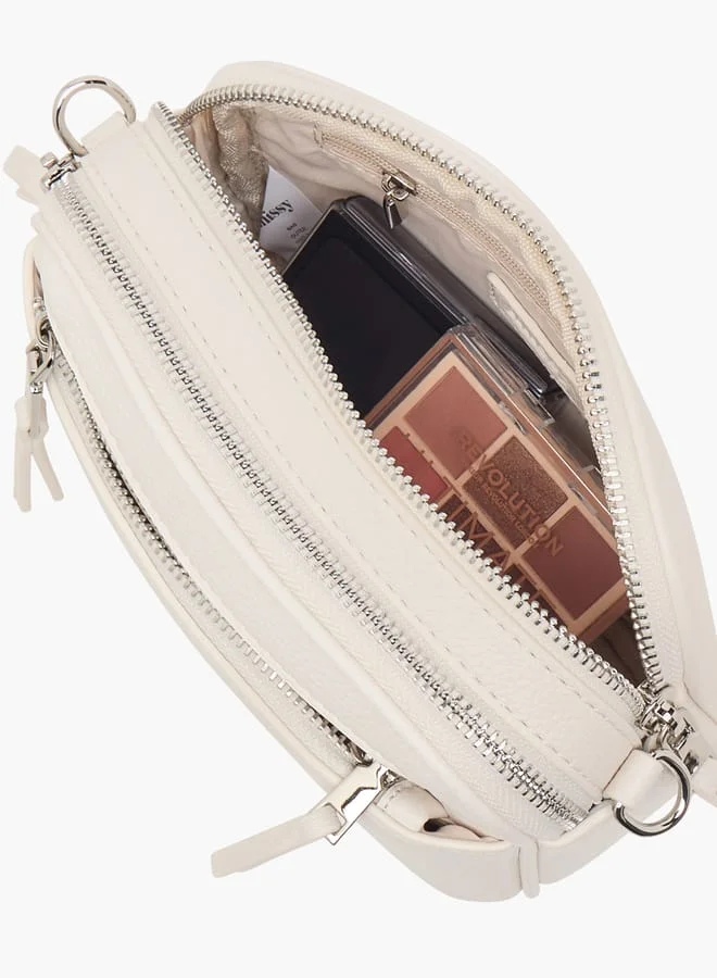 MISSY Women Textured Crossbody Bag with Zip Closure and Adjustable Strap