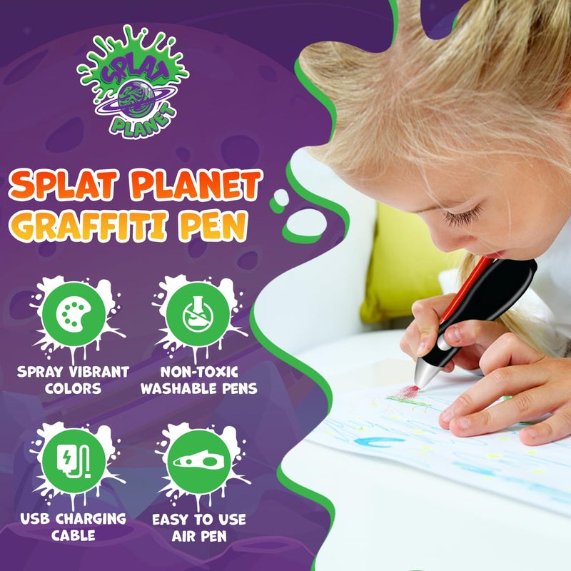 Splat Planet Electric Airbrush Pen Cordless Rechargeable Electric Airbrush Sprayer Water Colour Spray Pen Airbrush Marker Set 12 Colors Washable Watercolour Paints Pens Art  Crafts Gift for Painting  Drawing - Image 3