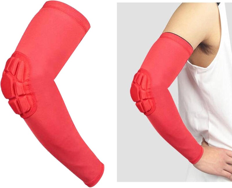 klarako Elbow Pads, Basketball Sleeves, Collision Avoidance Padded Elbow for Volleyball Football Baseball Cycling  Red XL - Image 2