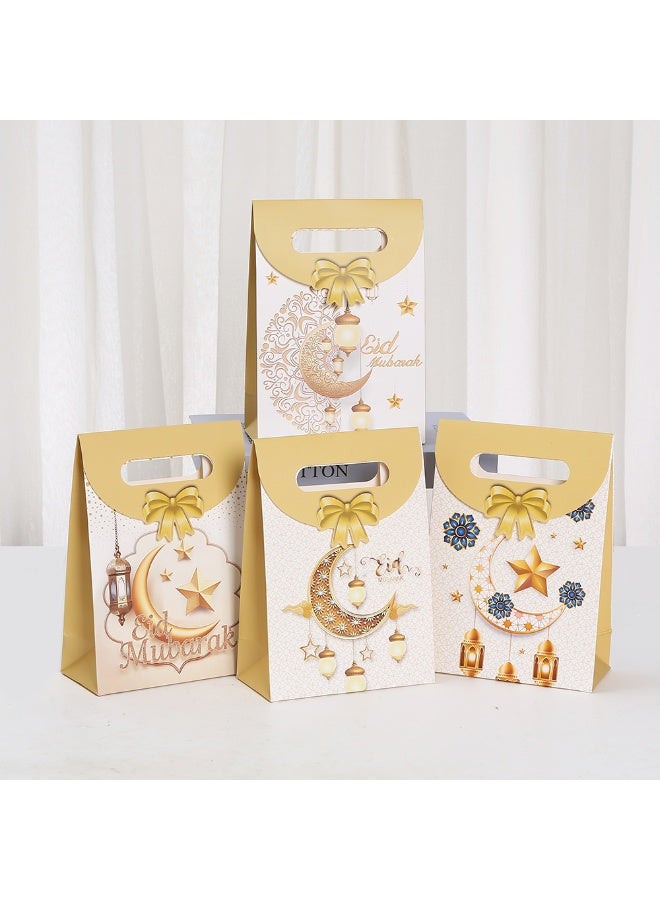 12 Pieces Kraft Paper Gift Bags for Ramadan and Eid, Party Bags with Handles for Candy Desserts and Jewelry Gifts, Party Favor Bags and Party Supplies - Image 1