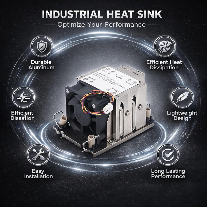 Industrial Controller Heat Sink, Aluminum Alloy, Mini Server Processor, Universal CPU Heatsink - Efficient Heat Dissipation, Durable Construction, Easy Installation for Industria - Image 3