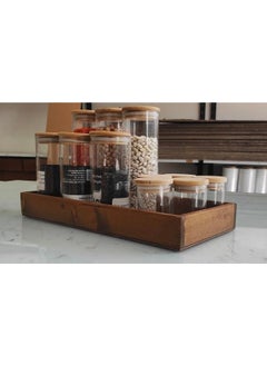 Aden Home Wooden Oil Can Spice Rack Wooden Organizer Bathroom Organizer / Wooden Tray / Wooden Presentation  - Image 1
