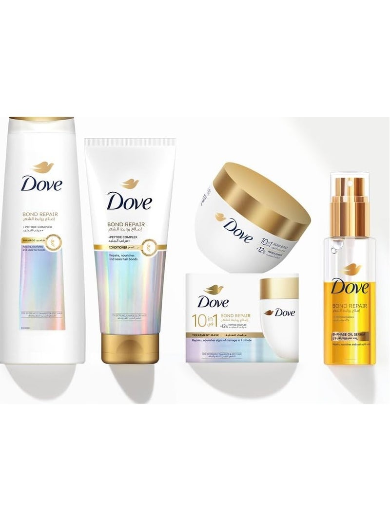 Dove Dove Bond Repair Peptide Complex for Extremely Damaged and Dry Hair Shampoo 350ml + Conditioner 180ml + Oil Serum 80ml + Hair Mask 265ml 
