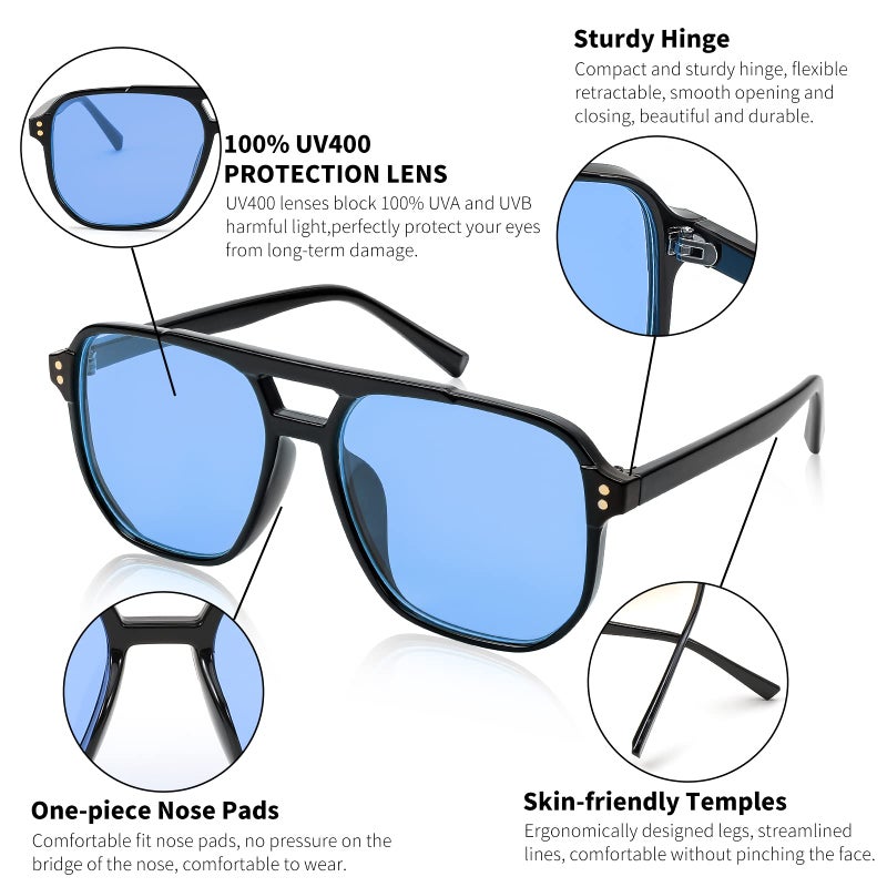 FEISEDY Retro Square Aviator Sunglasses Women Men 70s Vintage Trendy Plastic Frame Sun Glasses B2835 - Image 5