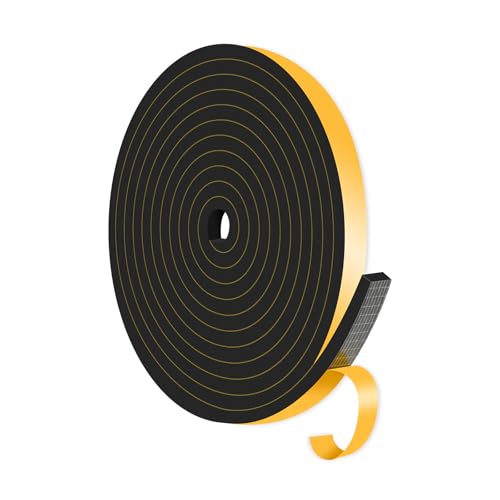 MIKONIYA Weather Stripping Door Seal,Weather Stripping,Soundproof,Cold Insulation,High Density CR Foam Insulation Tape for Door, Front Door Frame, Windows,Sliding Door (Black, 1/2 in x 1/4 in x 13Ft) - Image 1