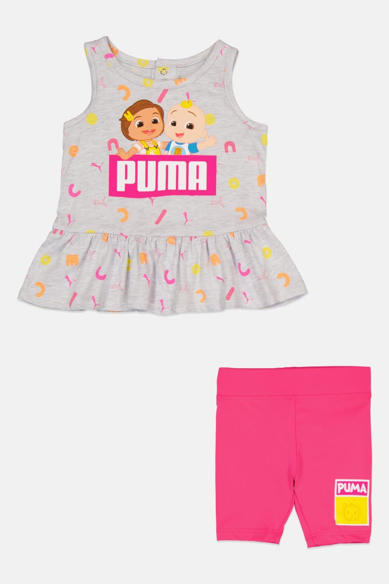 Puma x Cocomelon Toddlers Girl 2 Pcs Brand Logo Top And Shorts Set, Multicolor - Image 2