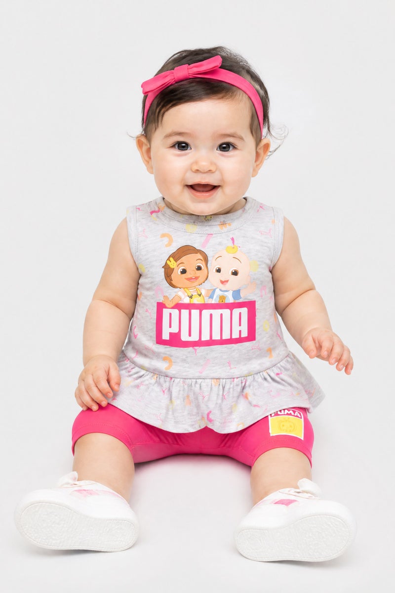 Puma x Cocomelon Toddlers Girl 2 Pcs Brand Logo Top And Shorts Set, Multicolor - Image 1
