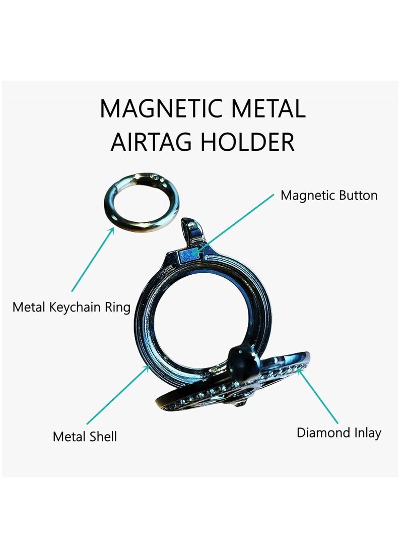 KASTWAVE 2 Pack Airtag Keychain - AirTag Case with Key Ring - Air Tag Keychain for Apple Airtags Holder - Metal Protective AirTag Holder for Dog, Cat, Kids, Keys, Wallet, Backpacks Compatible with Apple AirTag - Image 2