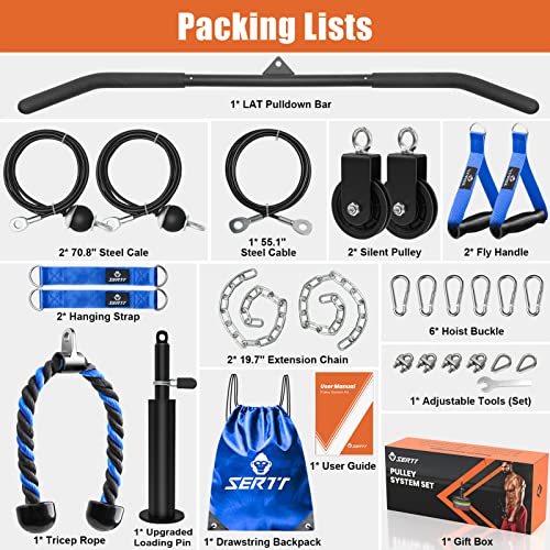SERTT Home Gym Pulley System, Tricep Workout Pulley System for LAT Pulldown, Biceps Curl, Triceps, Shoulders, Back, Forearm Workout, Weight Cable Pulley System for Squat Rack, Garage - Image 2