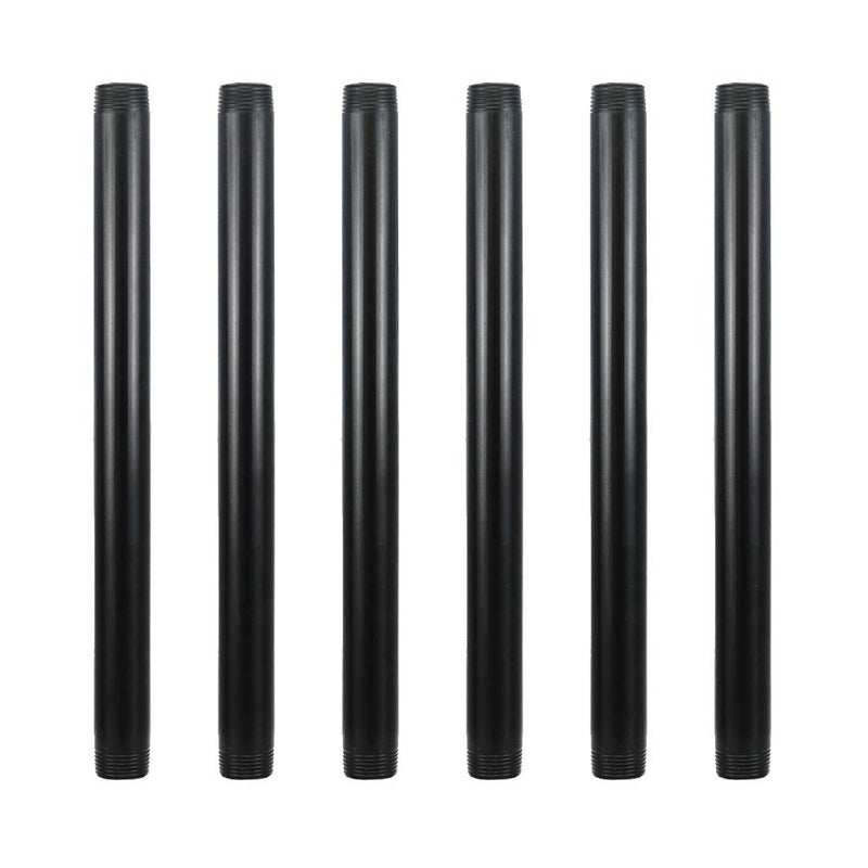 GeilSpace 6 Pack 3/4" Ã— 12" Pre-Cut Black Metal Pipe, Industrial Steel Fits Standard Three Quarters Inch Black Threaded Pipes and Fittings - Vintage DIY Industrial Shelving (3/4" Ã— 12")
